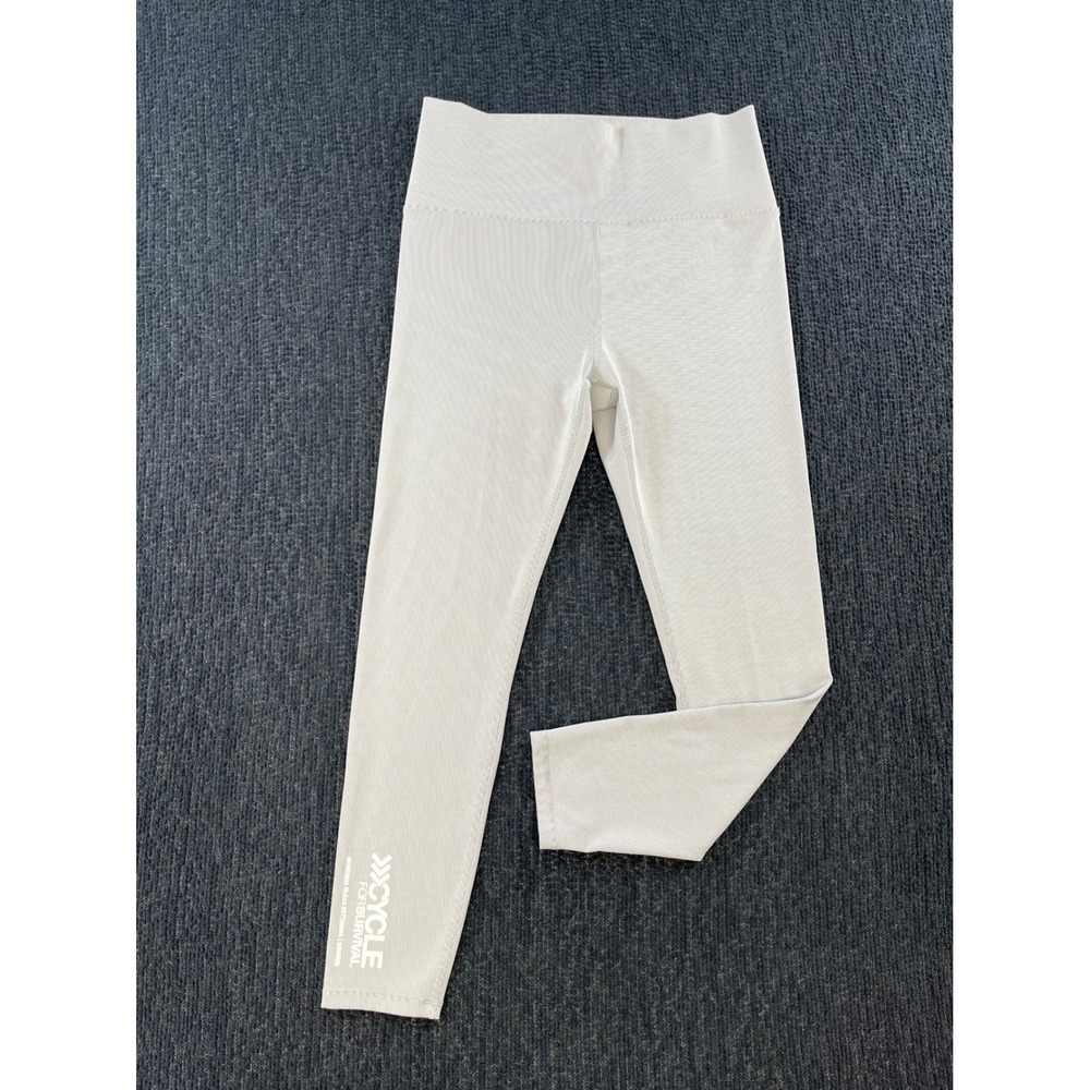 Vuori Rib Studio Leggings Womens Large Grey White Stripe High Rise VW442 Cycle